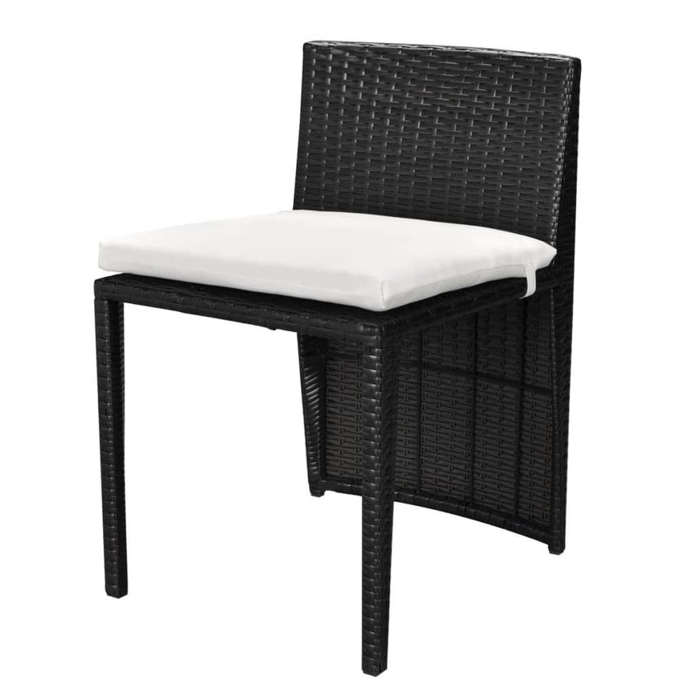 3-delige Bistroset met kussens poly rattan zwart MeubelReus
