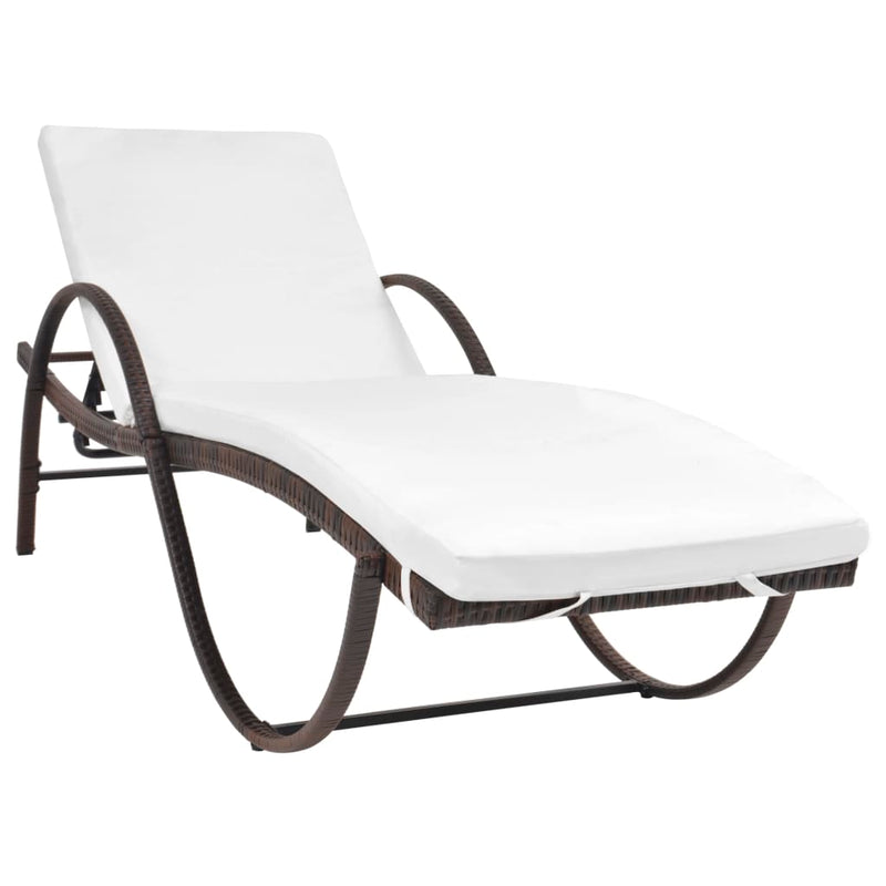 Ligbed met kussen poly rattan bruin MeubelReus