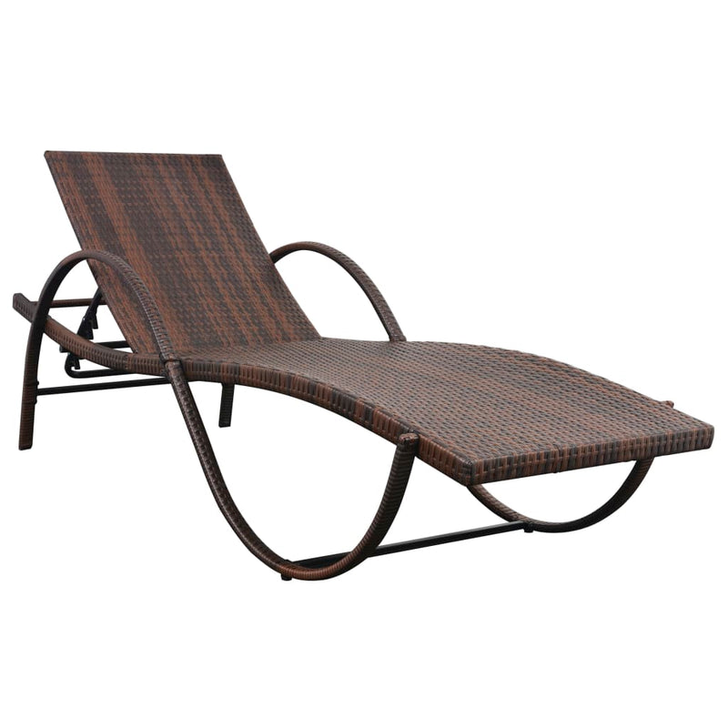 Ligbed met kussen poly rattan bruin MeubelReus