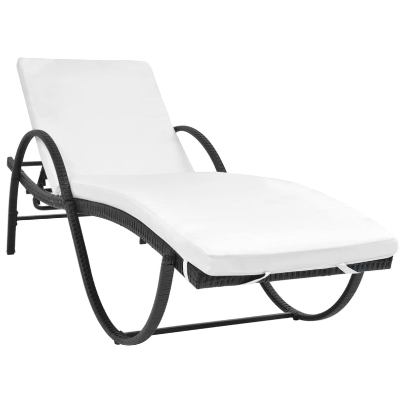 Ligbed met kussen poly rattan zwart MeubelReus