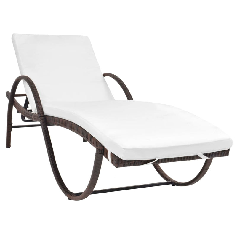Ligbed met kussen en tafel poly rattan bruin MeubelReus