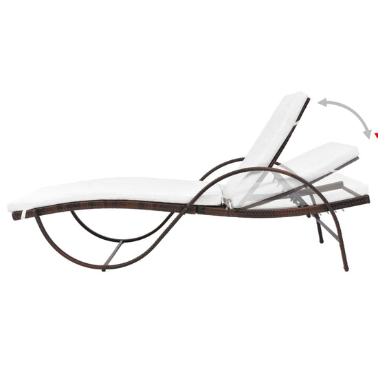 Ligbed met kussen en tafel poly rattan bruin MeubelReus