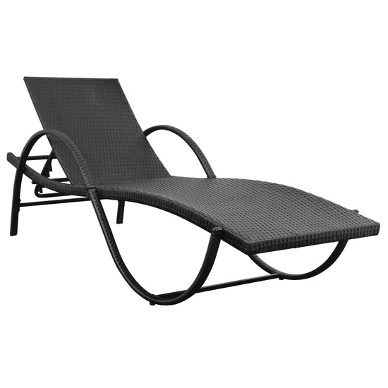 Ligbed met kussen en tafel poly rattan zwart MeubelReus