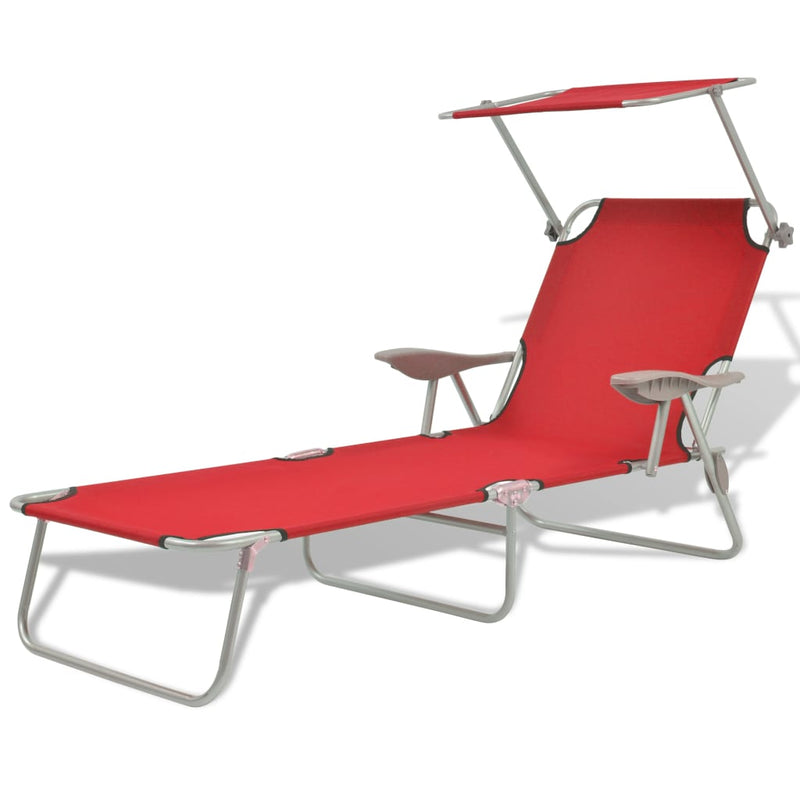 Ligbed met luifel staal rood MeubelReus