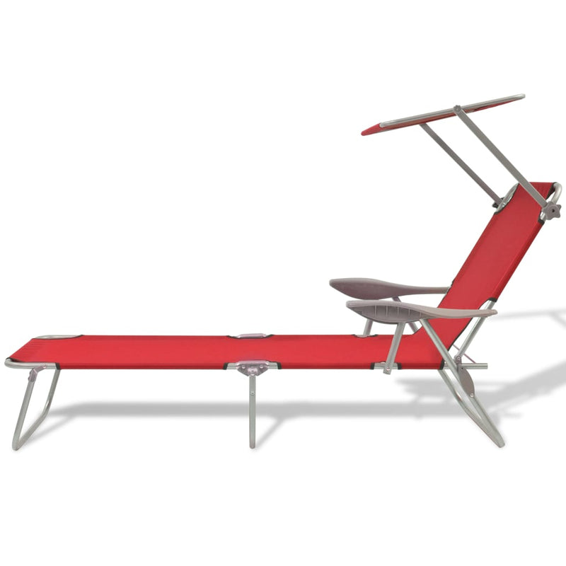 Ligbed met luifel staal rood MeubelReus
