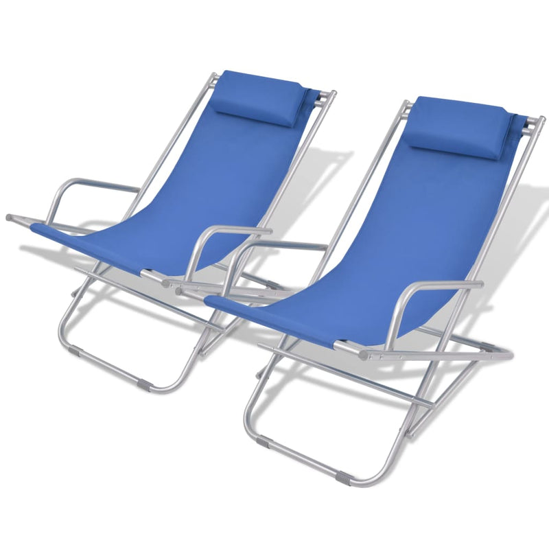 Terrasstoelen verstelbaar 2 st staal blauw MeubelReus