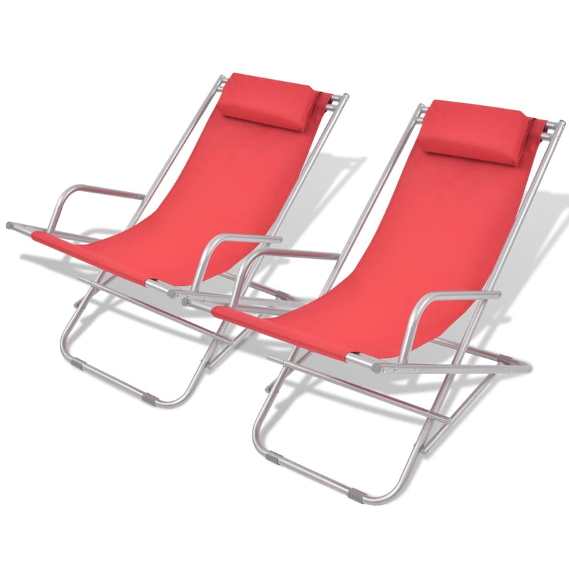 Terrasstoelen verstelbaar 2 st staal rood MeubelReus