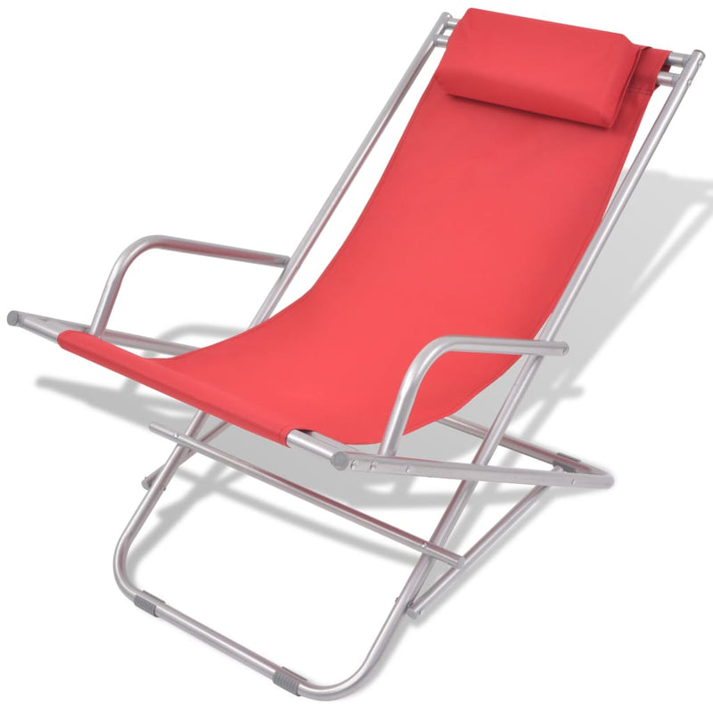 Terrasstoelen verstelbaar 2 st staal rood MeubelReus