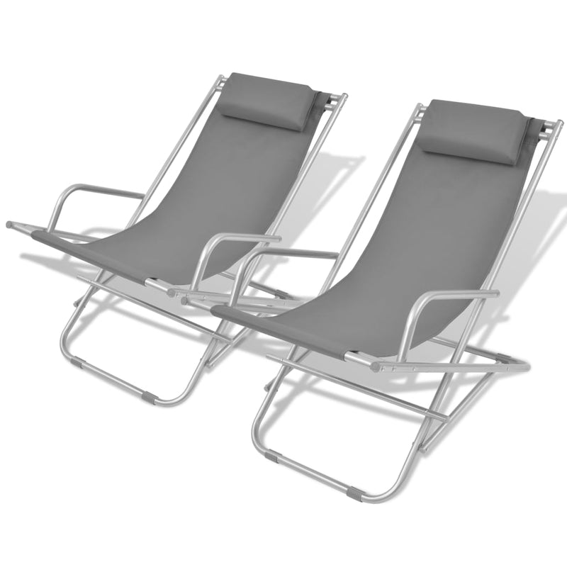 Terrasstoelen verstelbaar 2 st staal grijs MeubelReus