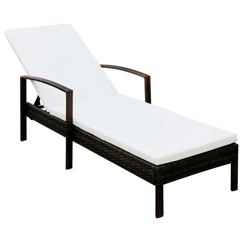 Ligbed met kussen poly rattan bruin MeubelReus