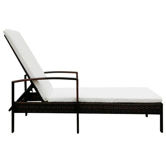 Ligbed met kussen poly rattan bruin MeubelReus