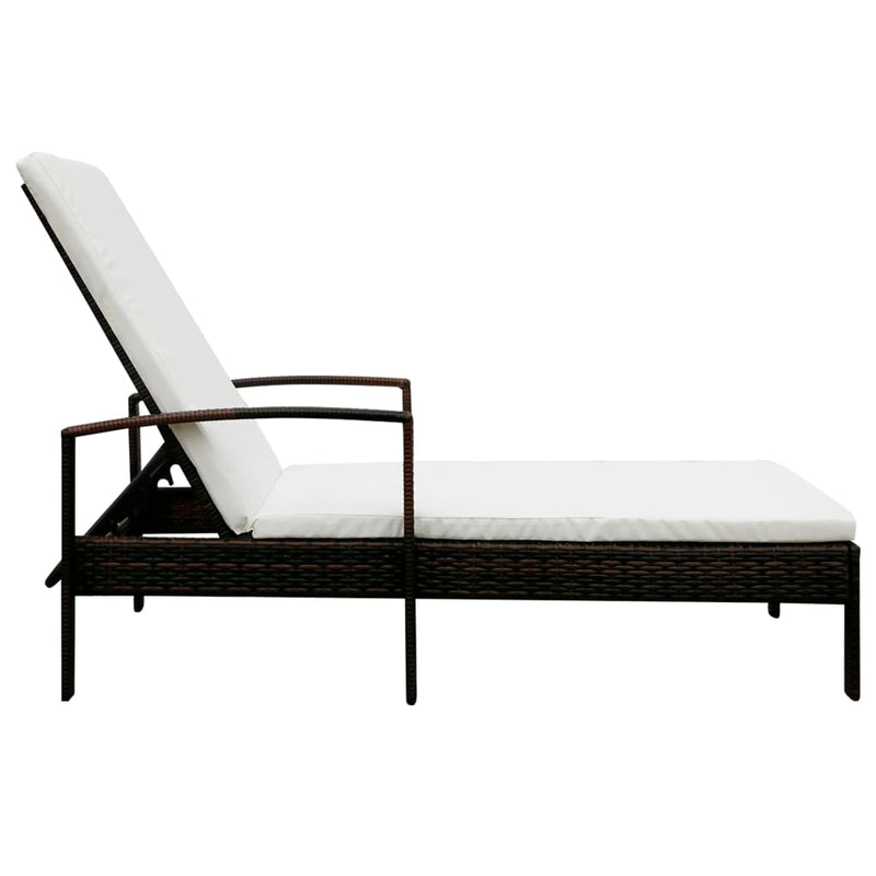 Ligbed met kussen poly rattan bruin MeubelReus
