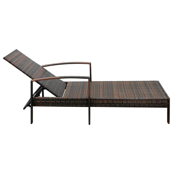 Ligbed met kussen poly rattan bruin MeubelReus