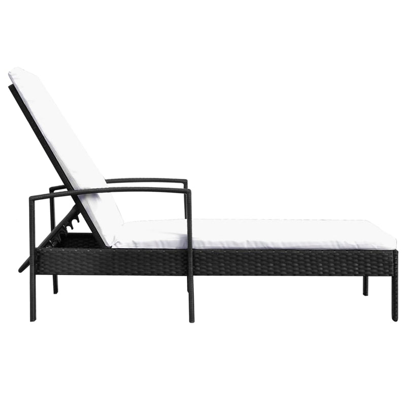 Ligbed met kussen poly rattan zwart MeubelReus