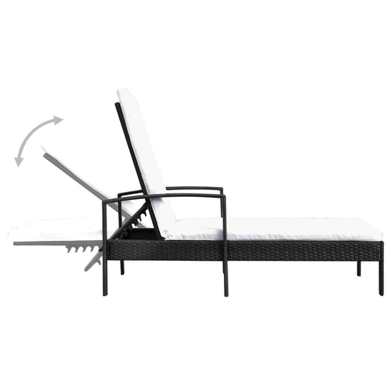 Ligbed met kussen poly rattan zwart MeubelReus