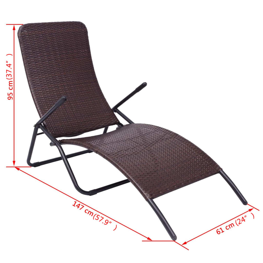 Inklapbaar ligbed poly rattan bruin MeubelReus