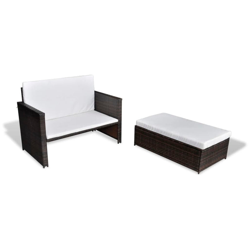 Tuinbank poly rattan bruin MeubelReus