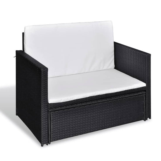2-delige Loungeset met kussens poly rattan zwart MeubelReus