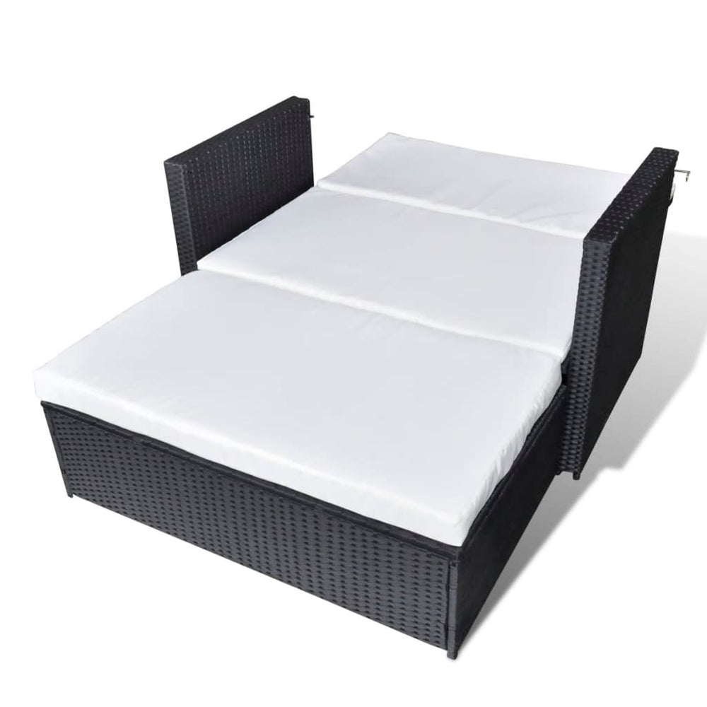 2-delige Loungeset met kussens poly rattan zwart MeubelReus