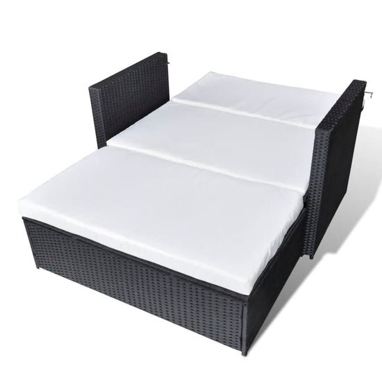 2-delige Loungeset met kussens poly rattan zwart MeubelReus