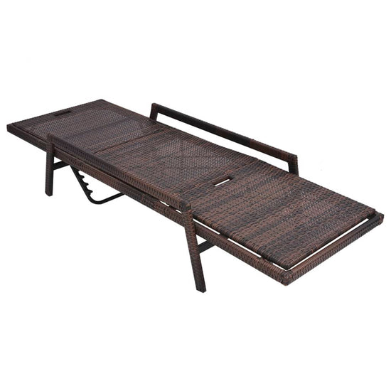 Ligbed met kussen poly rattan bruin MeubelReus