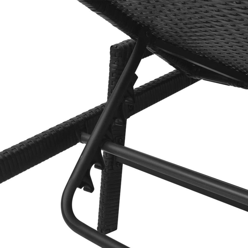 Ligbed met kussen poly rattan zwart MeubelReus