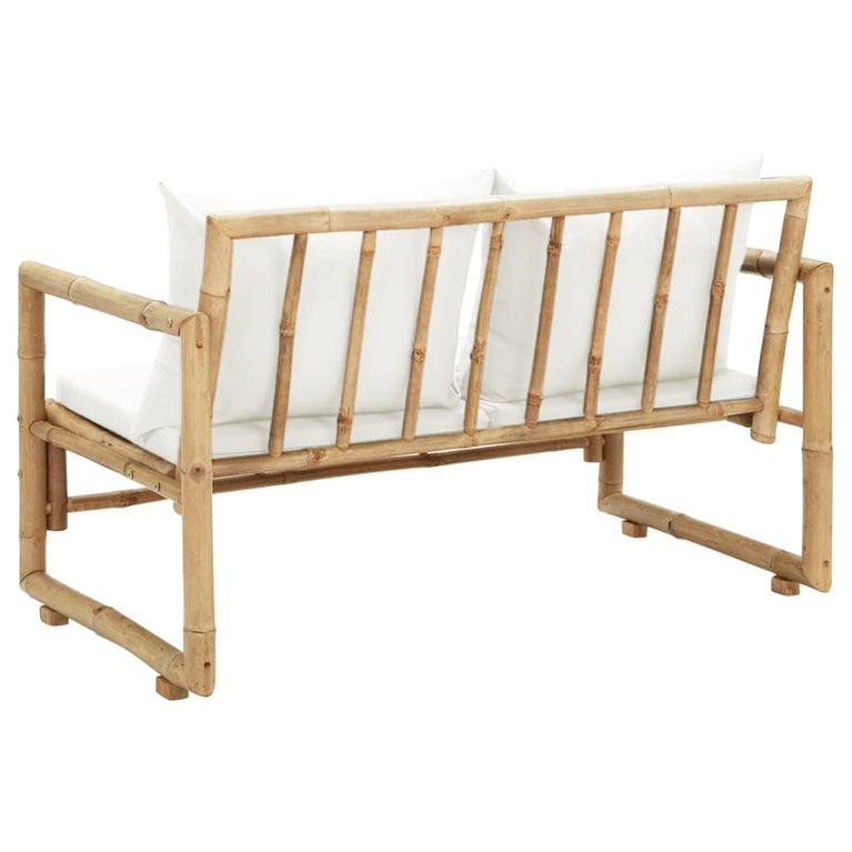 Tuinbank 2-zits met kussens bamboe MeubelReus