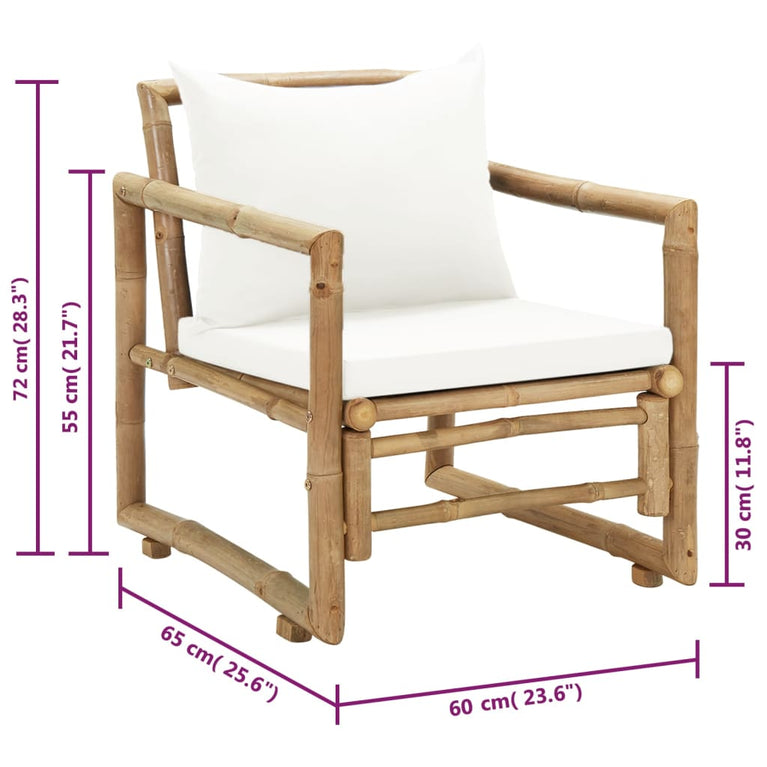 Tuinstoelen 2 st met kussens bamboe MeubelReus