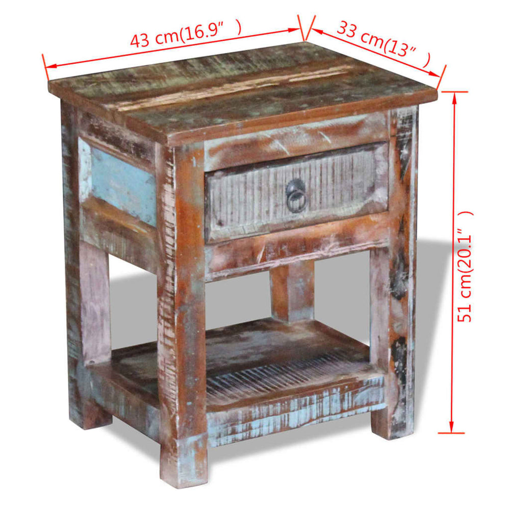 Bijzettafel met lade 43x33x51 cm massief gerecycled hout MeubelReus