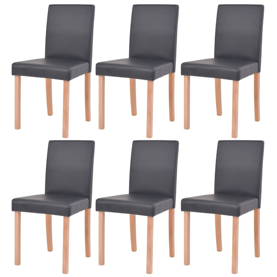 Eettafel met stoelen kunstleer en eikenhout zwart 7 st MeubelReus