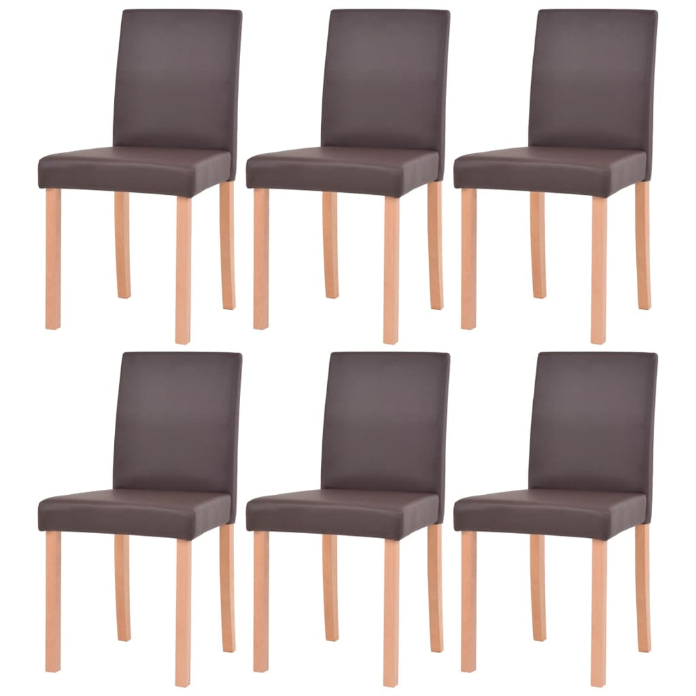 Eettafel met stoelen kunstleer en eikenhout bruin 7 st MeubelReus