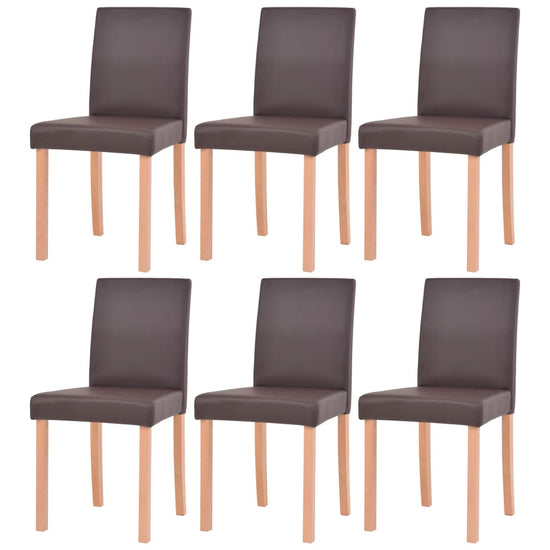 Eettafel met stoelen kunstleer en eikenhout bruin 7 st MeubelReus