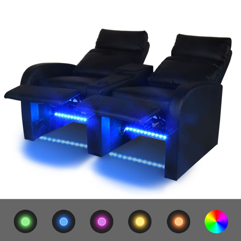 LED Dubbele leunstoel 2-zits kunstleer zwart MeubelReus