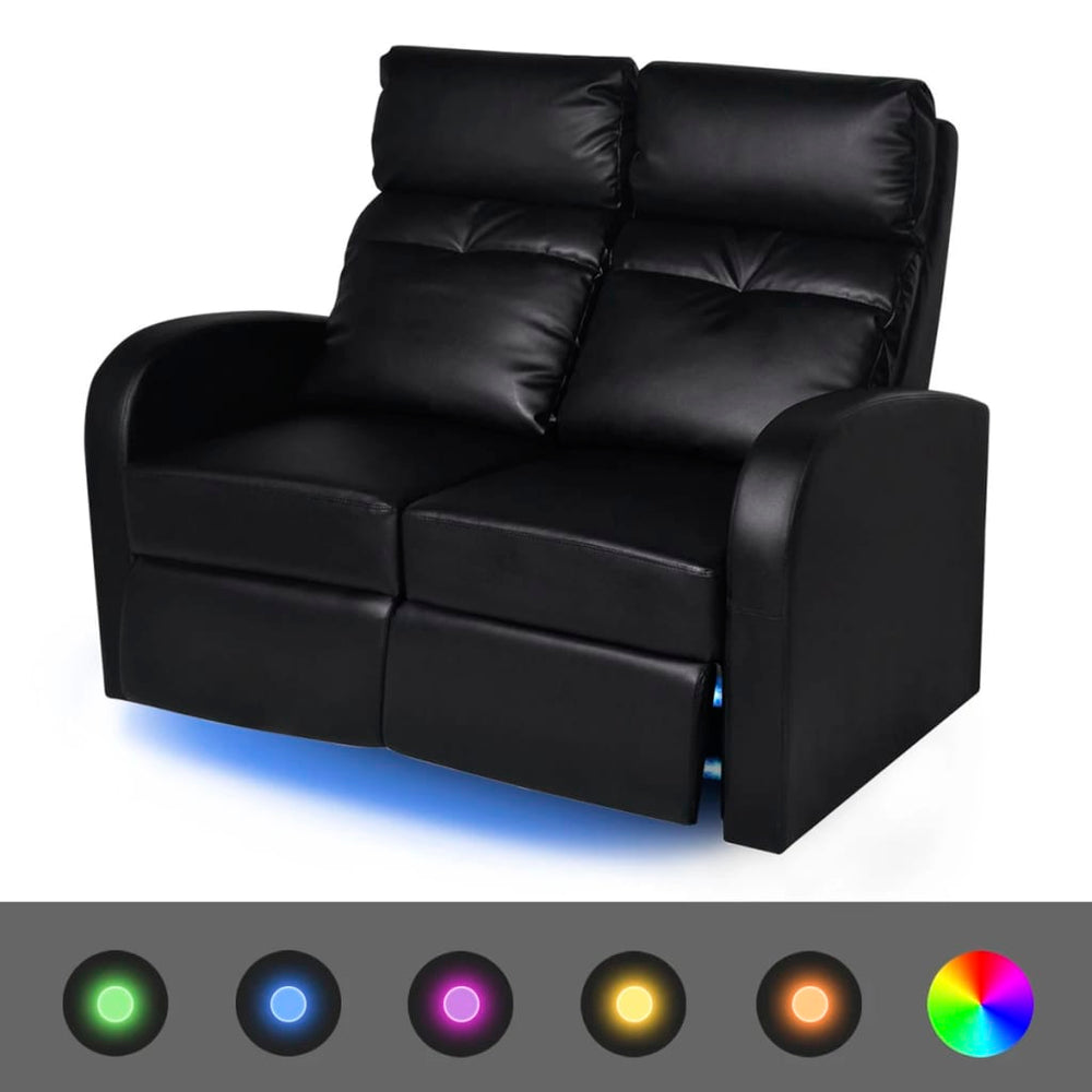 LED Leunbank 2-zits kunstleer zwart MeubelReus