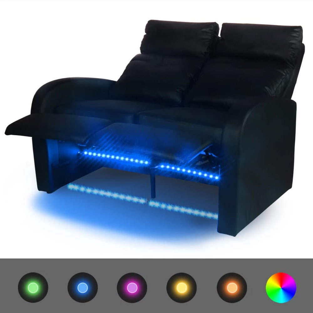 LED Leunbank 2-zits kunstleer zwart MeubelReus