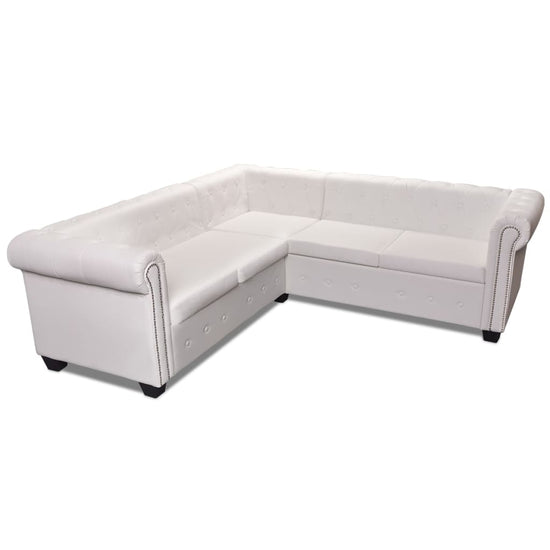 Hoekbank 5-zits Chesterfield-stijl kunstleer wit MeubelReus