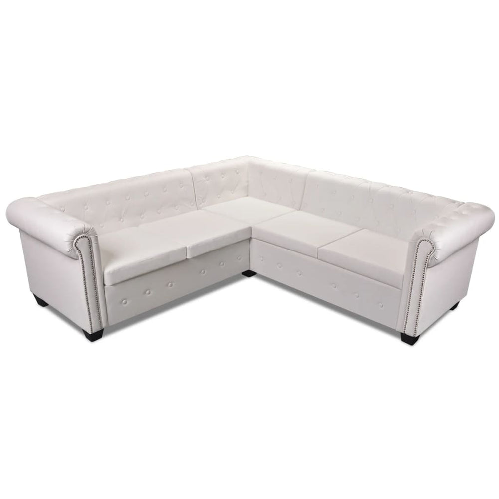 Hoekbank 5-zits Chesterfield-stijl kunstleer wit MeubelReus