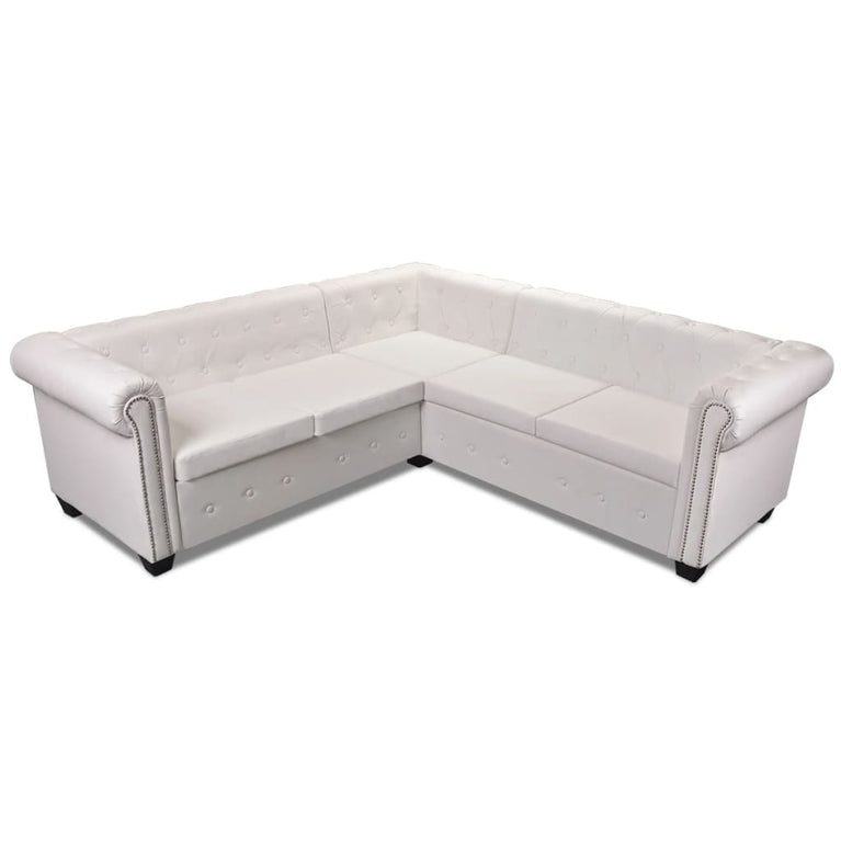Hoekbank 5-zits Chesterfield-stijl kunstleer wit MeubelReus