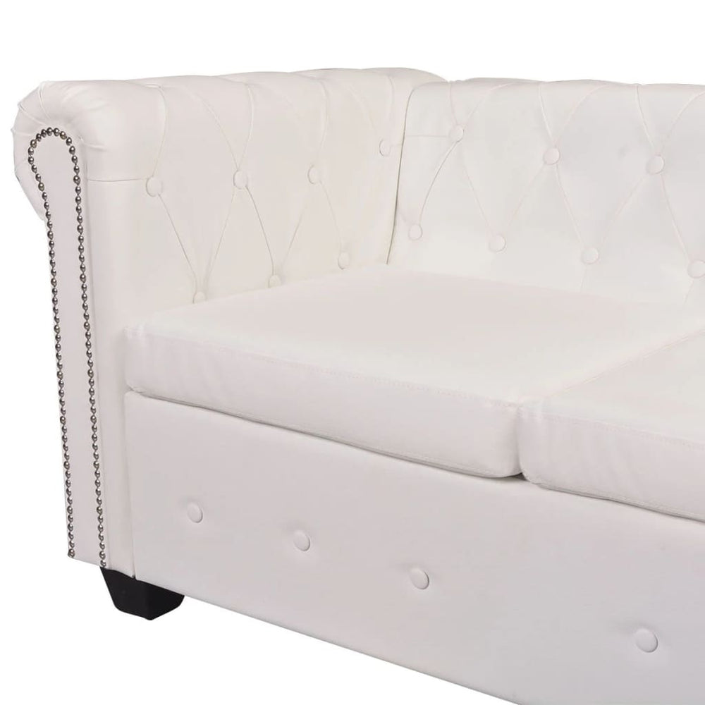 Hoekbank 5-zits Chesterfield-stijl kunstleer wit MeubelReus