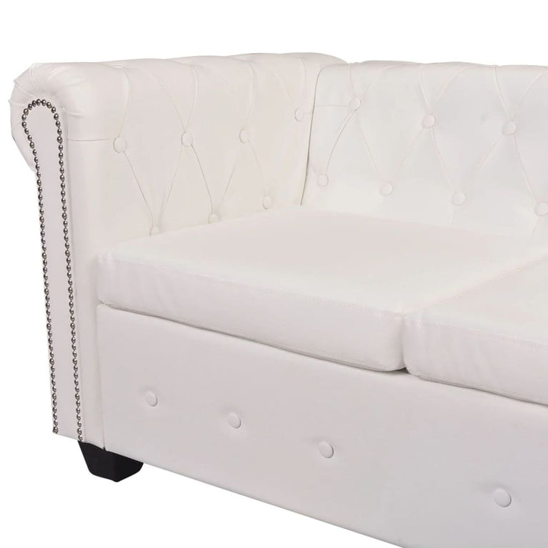 Hoekbank 5-zits Chesterfield-stijl kunstleer wit MeubelReus
