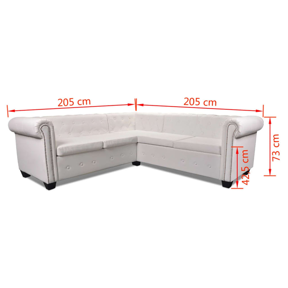 Hoekbank 5-zits Chesterfield-stijl kunstleer wit MeubelReus