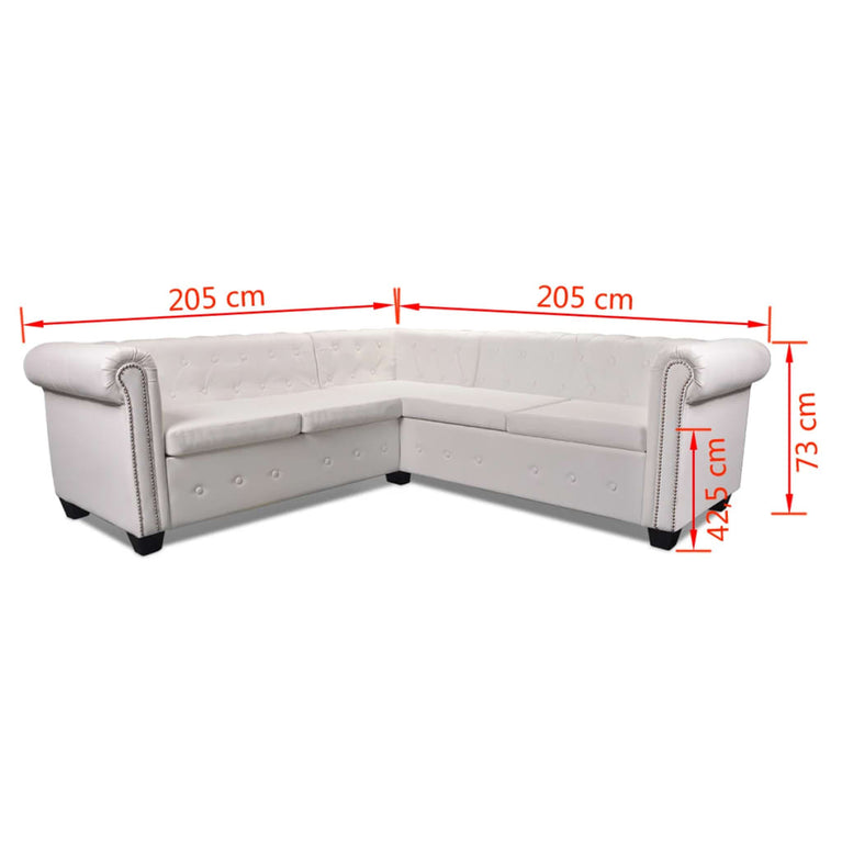 Hoekbank 5-zits Chesterfield-stijl kunstleer wit MeubelReus