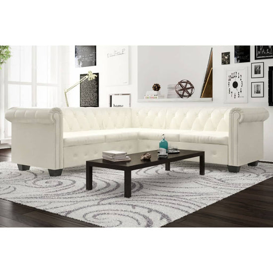Hoekbank 5-zits Chesterfield-stijl kunstleer wit MeubelReus