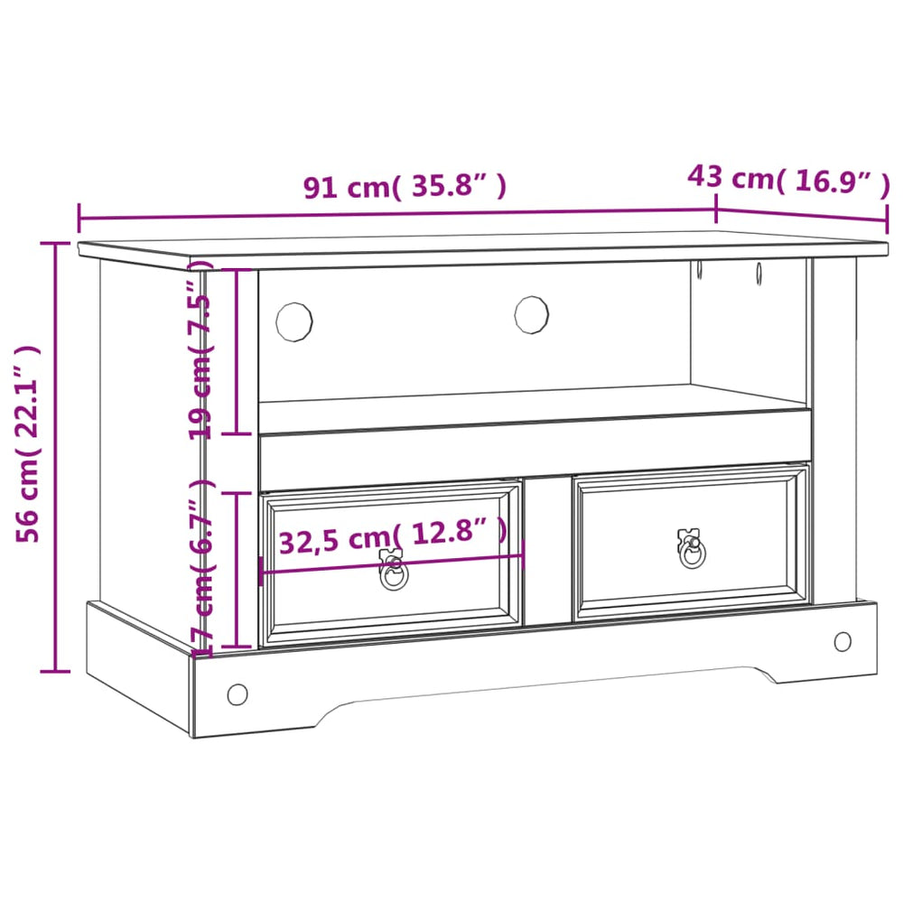 Tv-meubel Mexicaans grenenhout Corona-stijl 91x43x56 cm MeubelReus