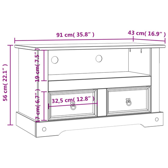 Tv-meubel Mexicaans grenenhout Corona-stijl 91x43x56 cm MeubelReus