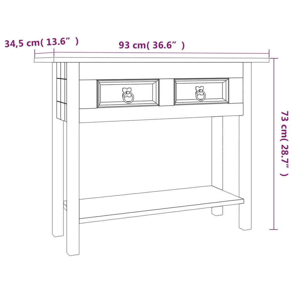 Wandtafel Mexicaans grenenhout Corona-stijl 93x34,5x73 cm MeubelReus