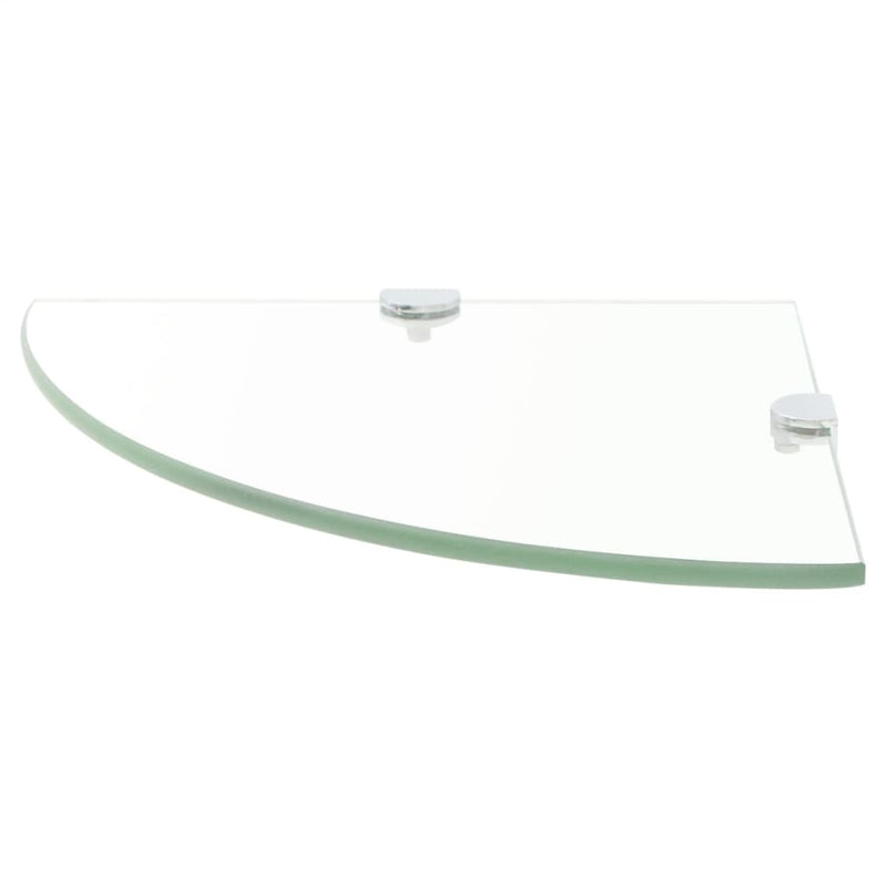 Hoekschap met chromen dragers transparant 25x25 cm glas