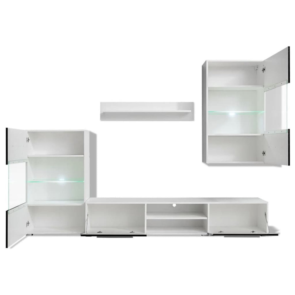 Muurvitrine tv-meubel met LED-verlichting zwart 5-delig MeubelReus