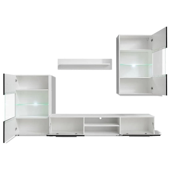Muurvitrine tv-meubel met LED-verlichting zwart 5-delig MeubelReus