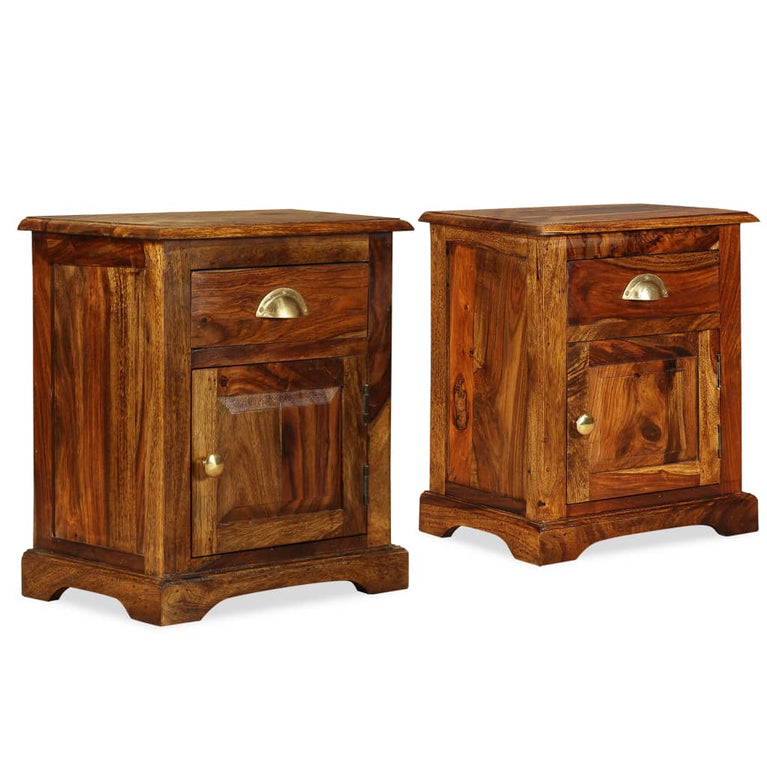 Nachtkastjes 2 st 40x30x50 massief sheeshamhout MeubelReus